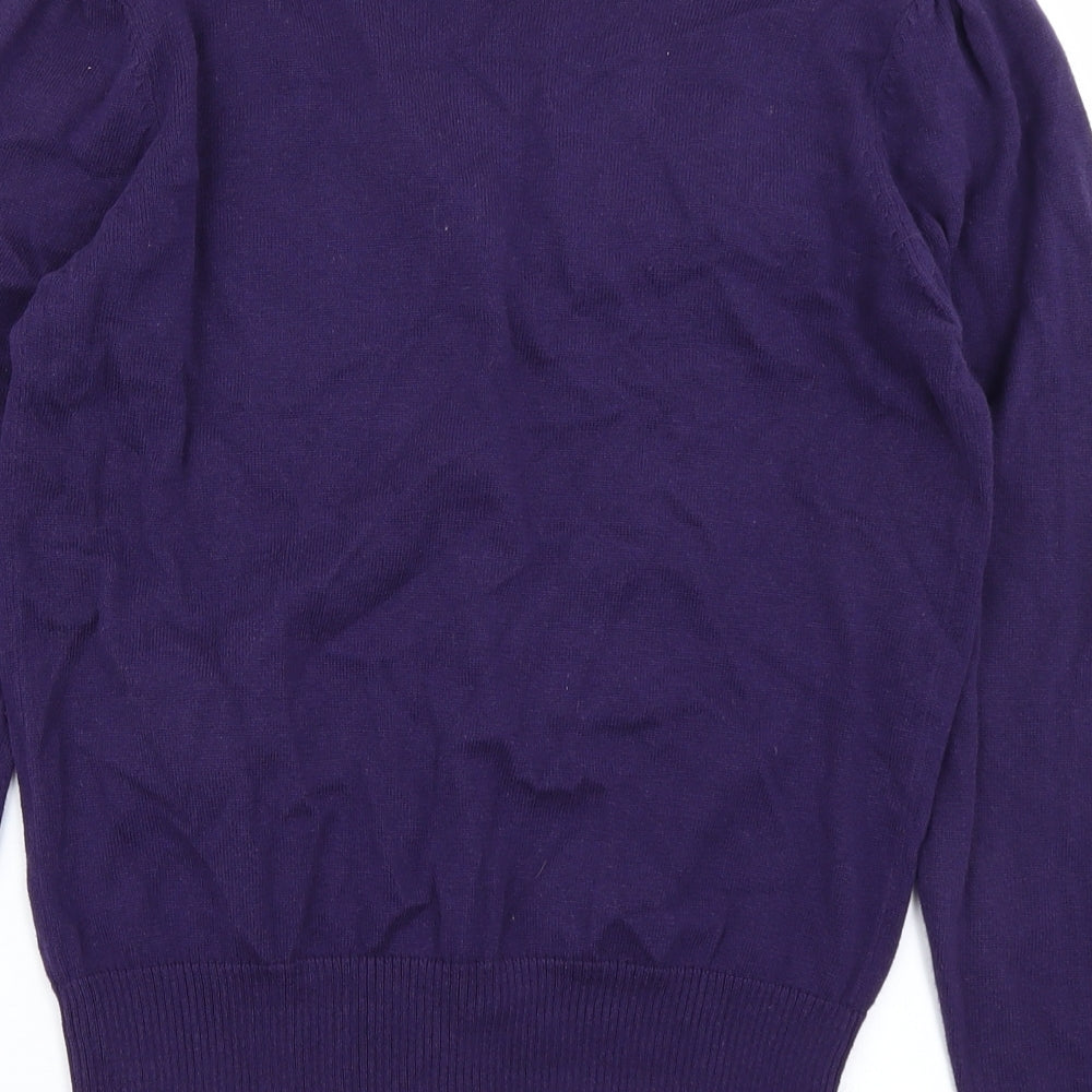 M Butterfly Womens Purple Knit Cardigan Jumper Size S