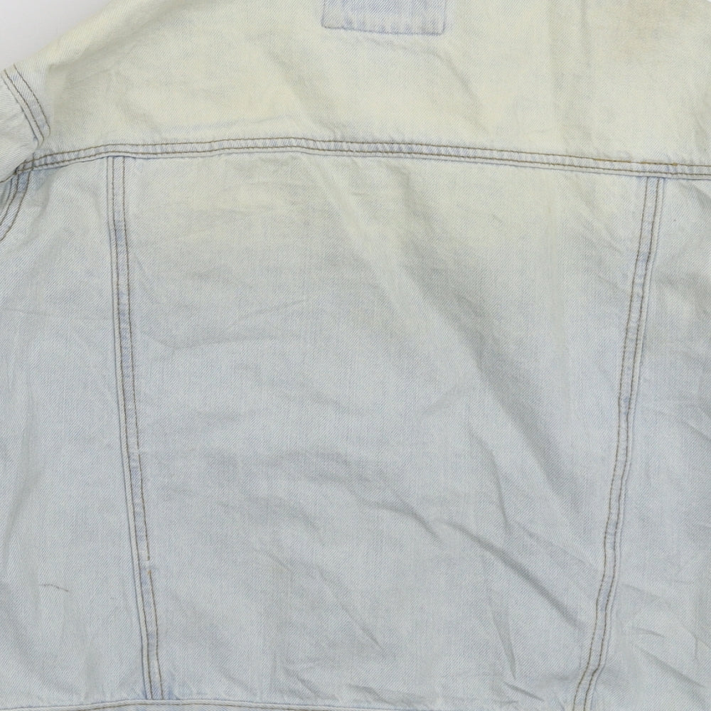 FOREVER 21 Womens Blue Denim Jacket Size S - Distressed