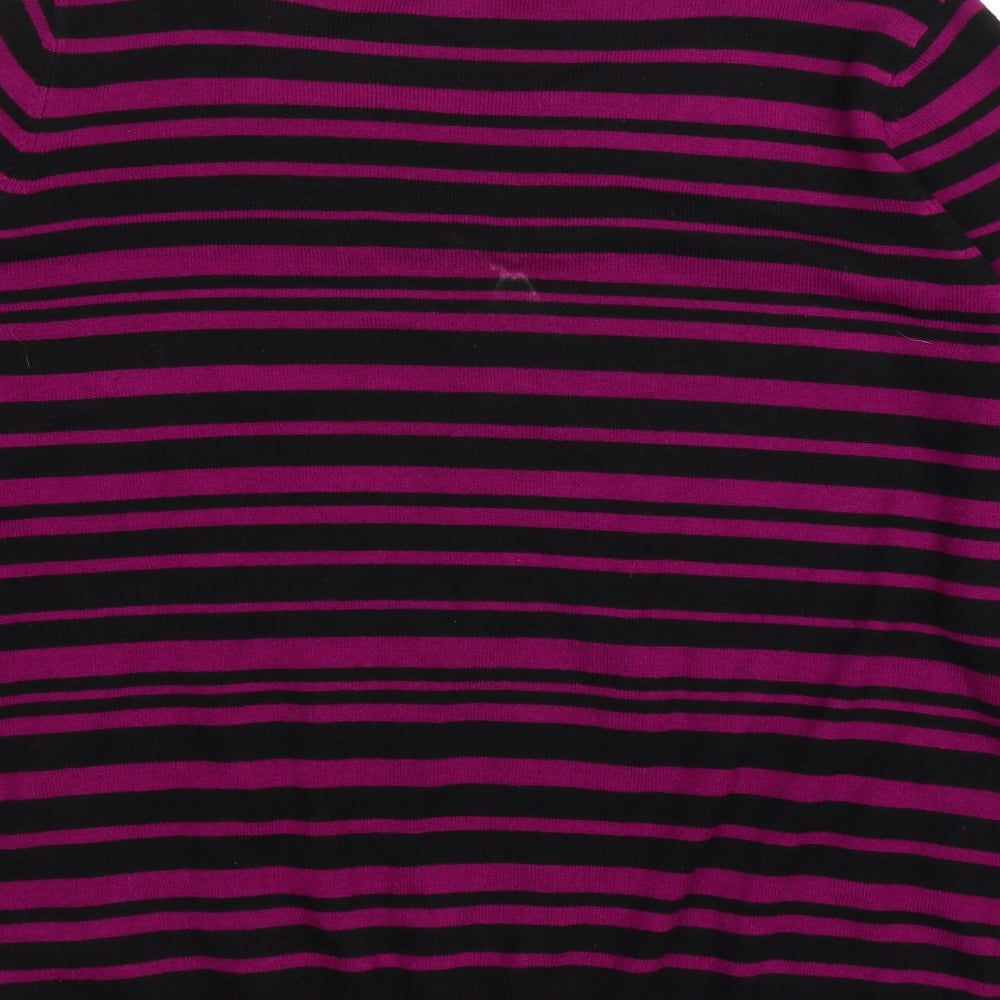 M&S Womens Purple Striped Pullover Jumper Size 20