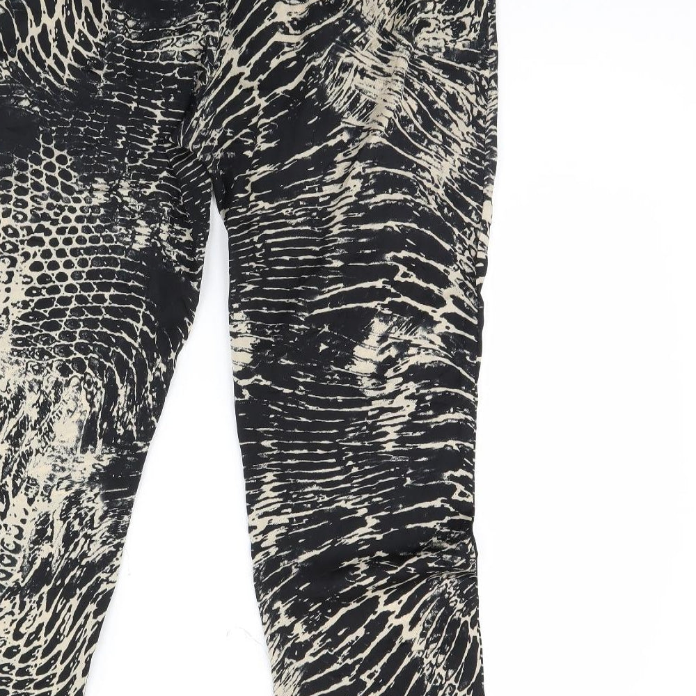 Mng Womens Black Animal Print Trousers Size XL L30 in