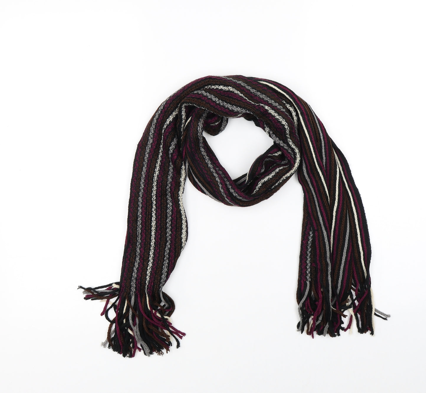 Preworn Unisex Purple Striped Scarf