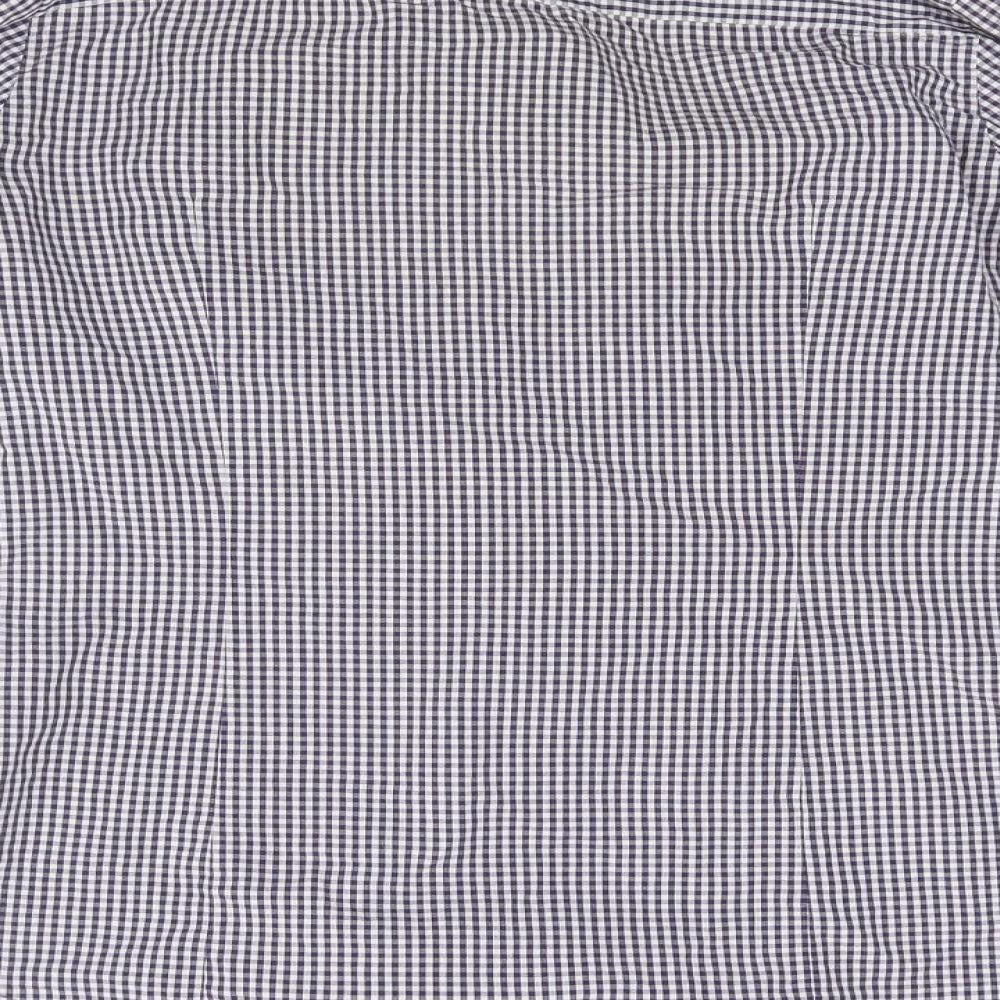 Grieff Womens Blue Check Basic Button-Up Size 10