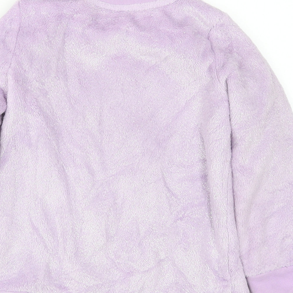 Disney Girls Purple Solid Fleece Top Pyjama Top Size 5-6 Years - disney
