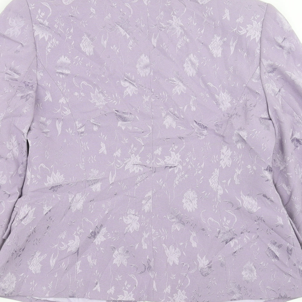 Preworn Womens Purple Floral Jacket Suit Jacket Size 10