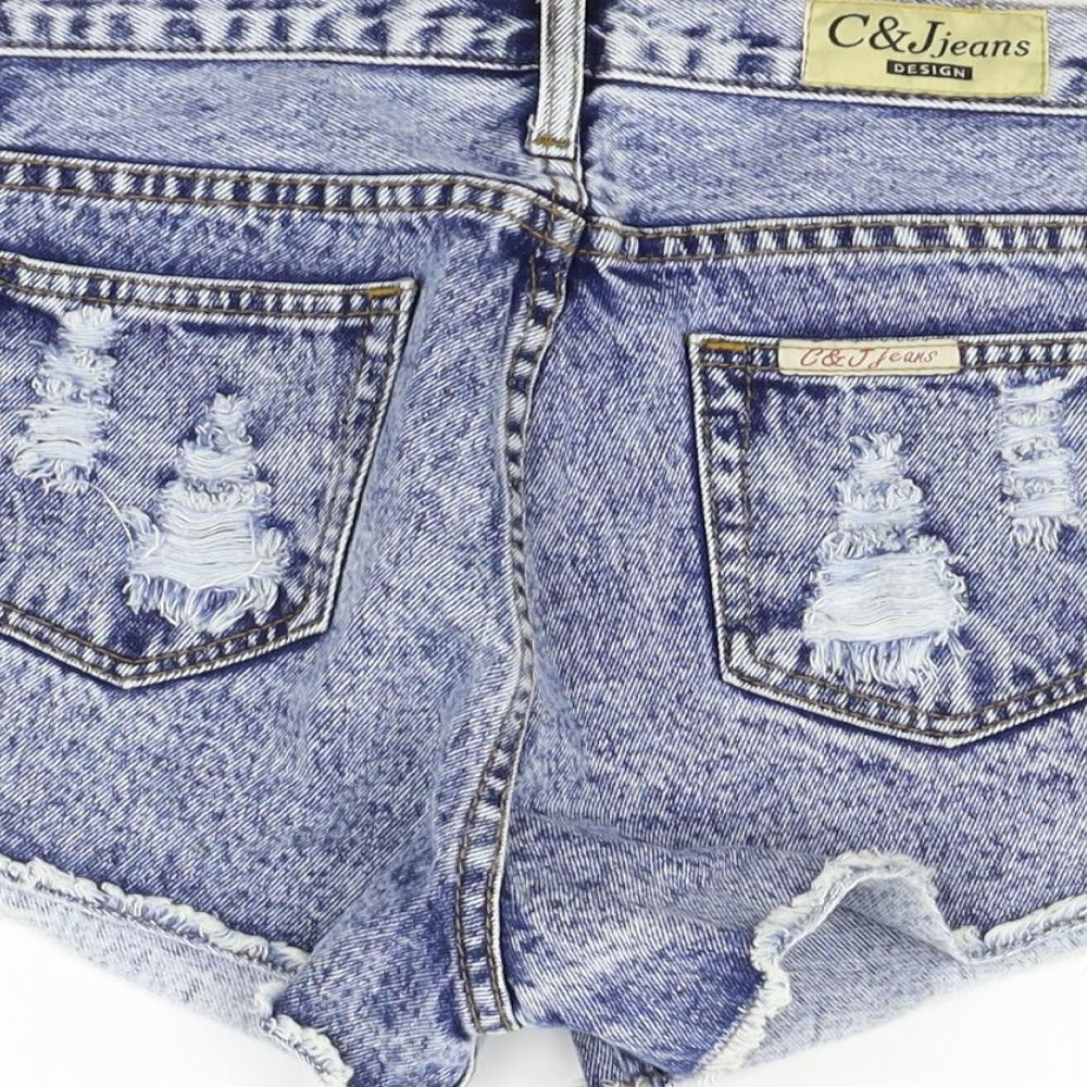 c&j Womens Blue Cut-Off Shorts Size L - DESTRESSED