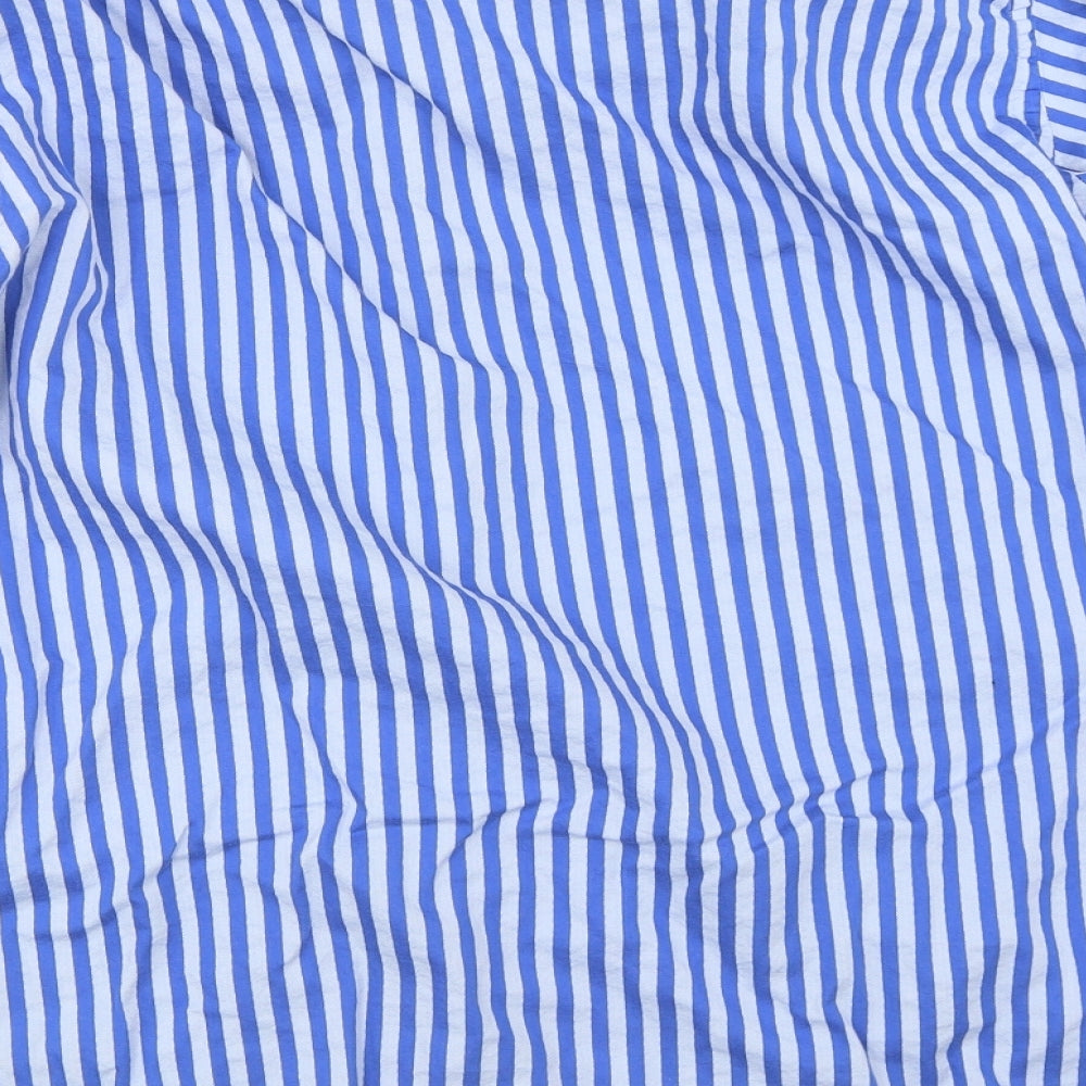 Charles Tyrwhitt Mens Blue Striped Button-Up Size 16