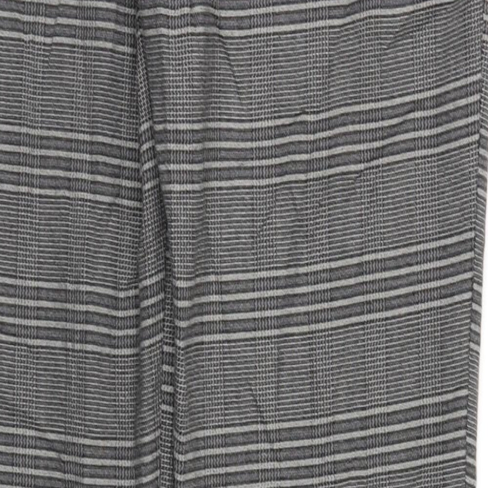 Boohoo Womens Grey Herringbone Trousers Size 12 L27 in