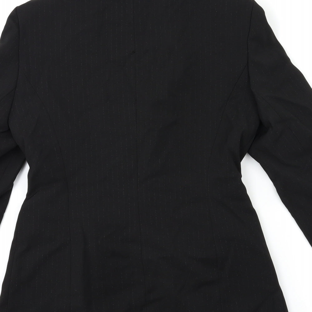 Select Womens Black Striped Jacket Suit Jacket Size 8
