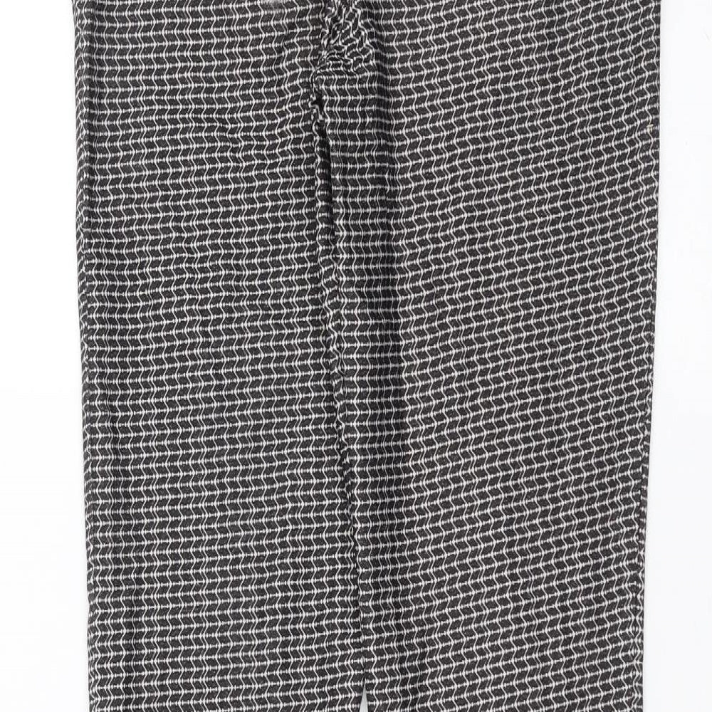 New Look Womens Black Geometric Trousers Size 8 L26 in