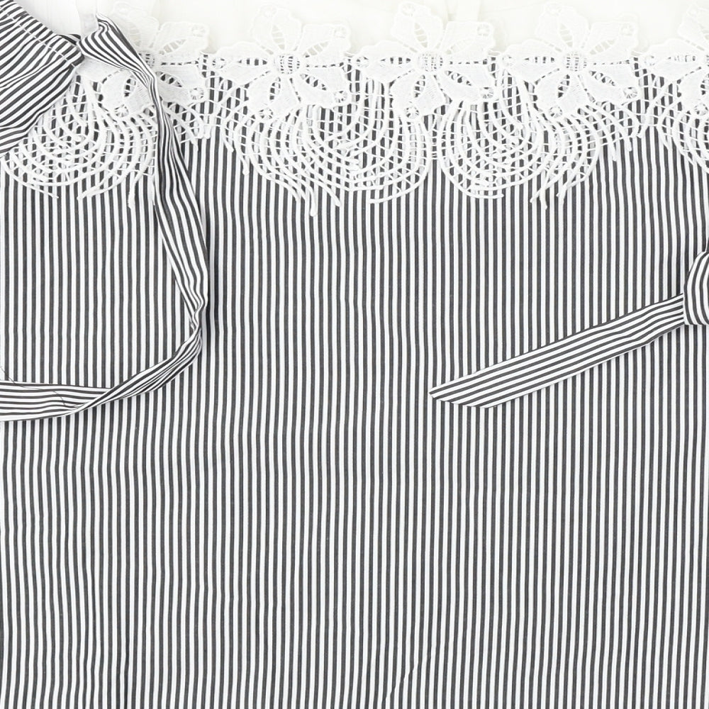 Preworn Womens White Striped Basic Blouse Size 2XL