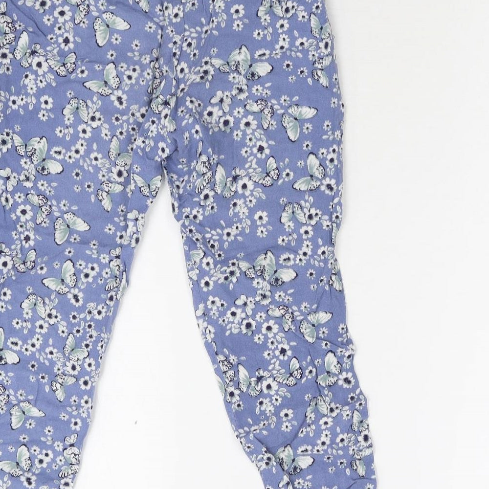 H&M Girls Blue Floral Sweatpants Trousers Size 7-8 Years