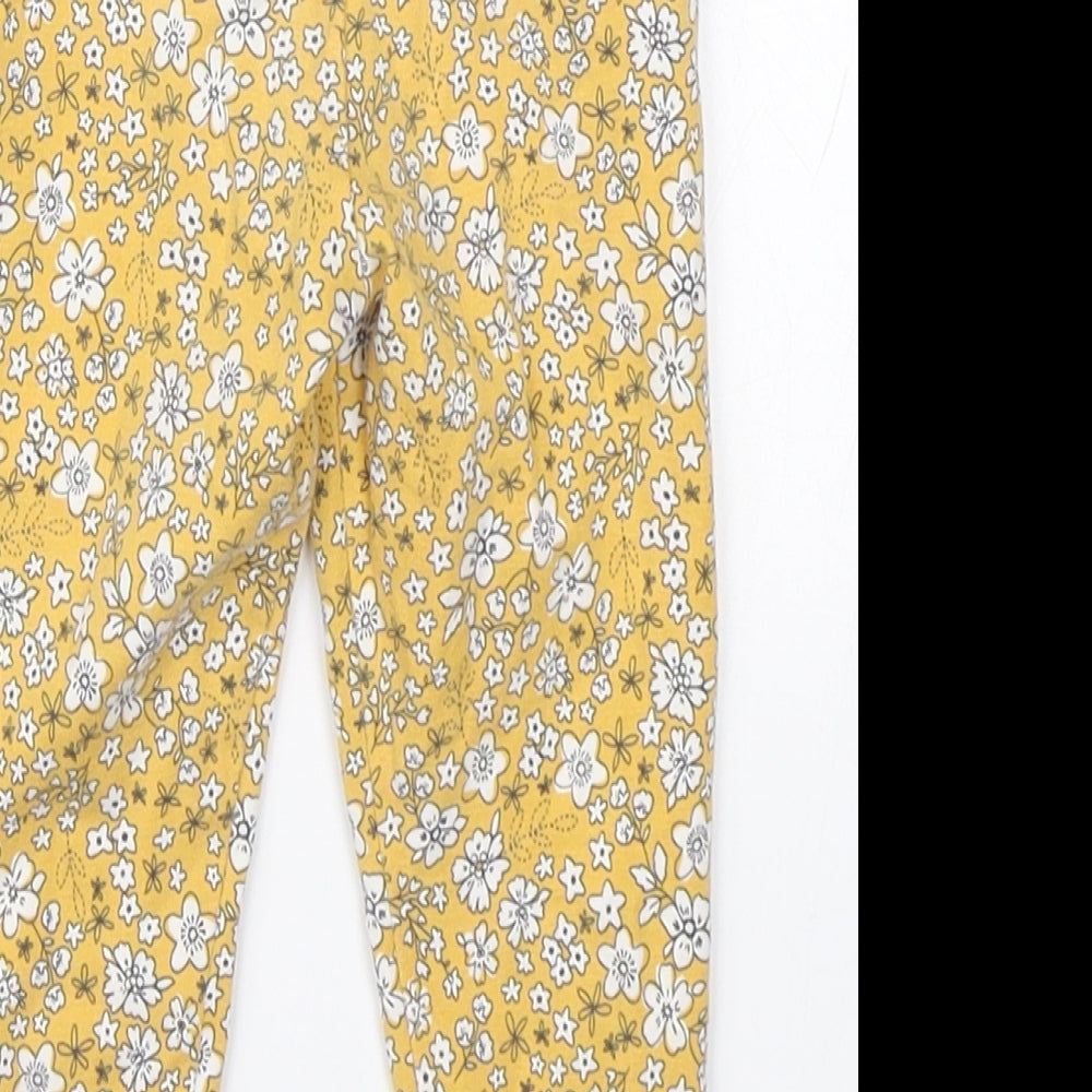 F&F Girls Yellow Floral Pyjama Pants Size 6-9 Months