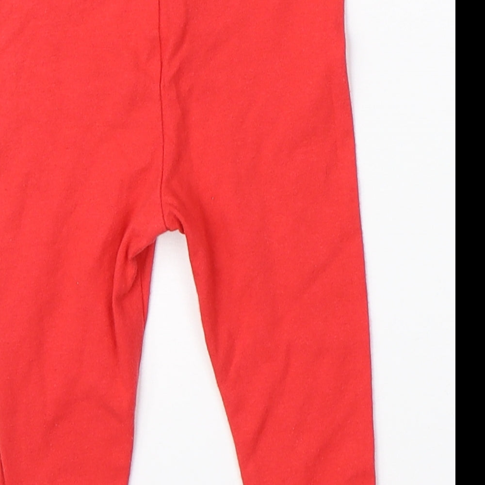 Preworn Girls Red Leggings Size 6-9 Months