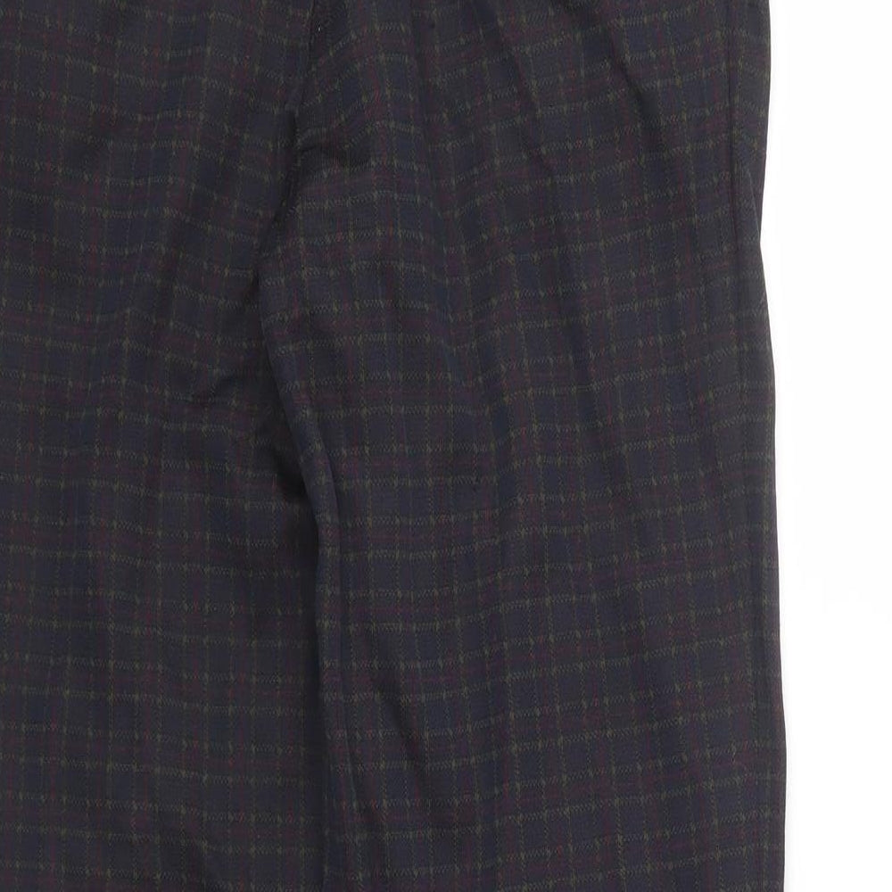 M&S Womens Blue Check Trousers Size 10 L28.5 in