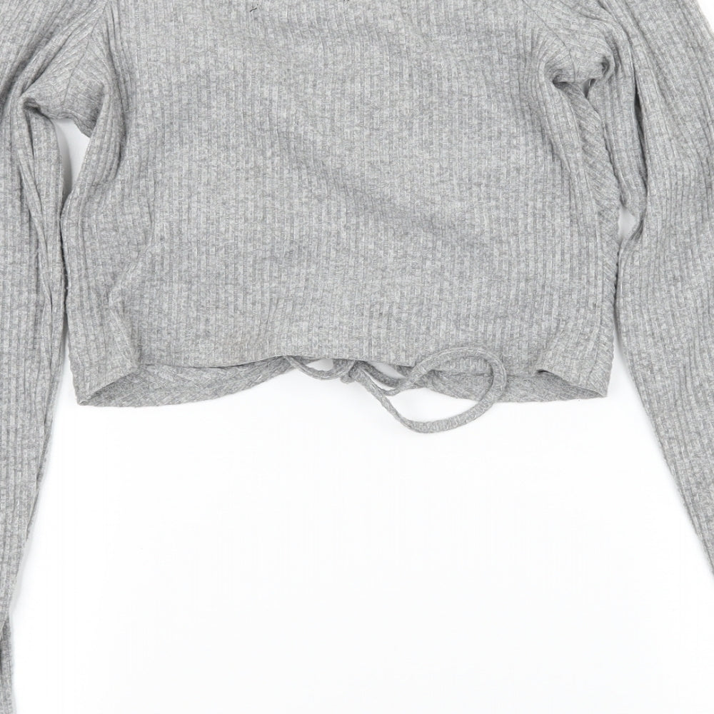 FOREVER 21 Womens Grey Jersey Basic T-Shirt Size M - Ruched