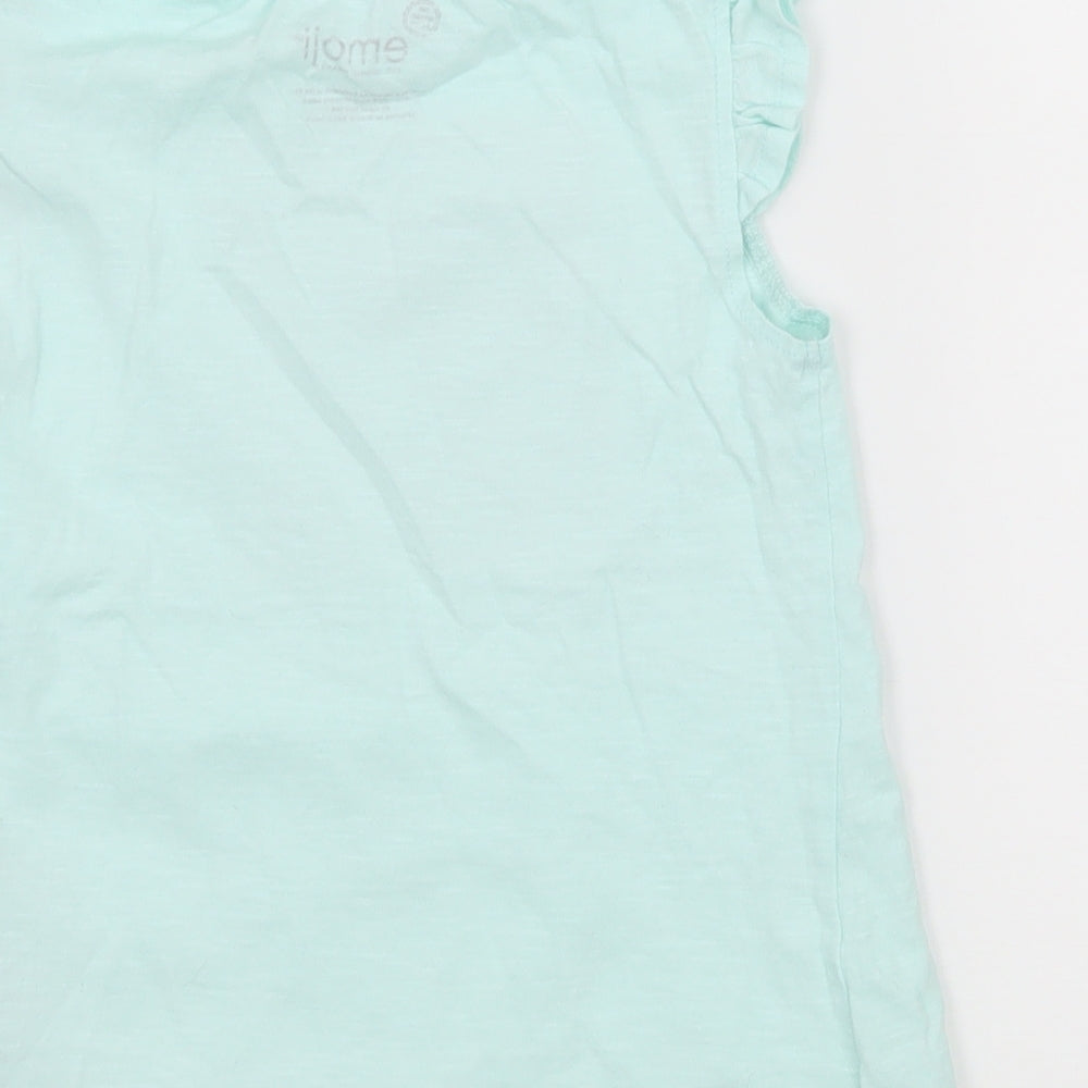 Emoji Girls Blue Jersey Basic T-Shirt Size 5-6 Years - Mermaid Emoji