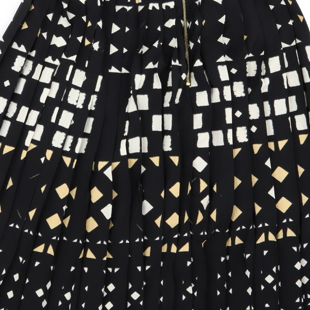 Topshop Womens Black Geometric Pleated Skirt Size 8