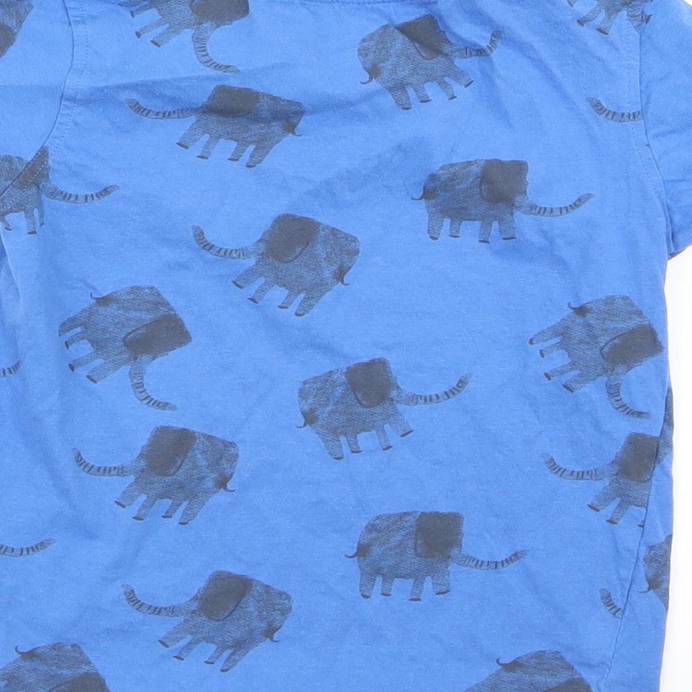 Asda George Boys Blue Animal Print Basic T-Shirt Size 4-5 Years
