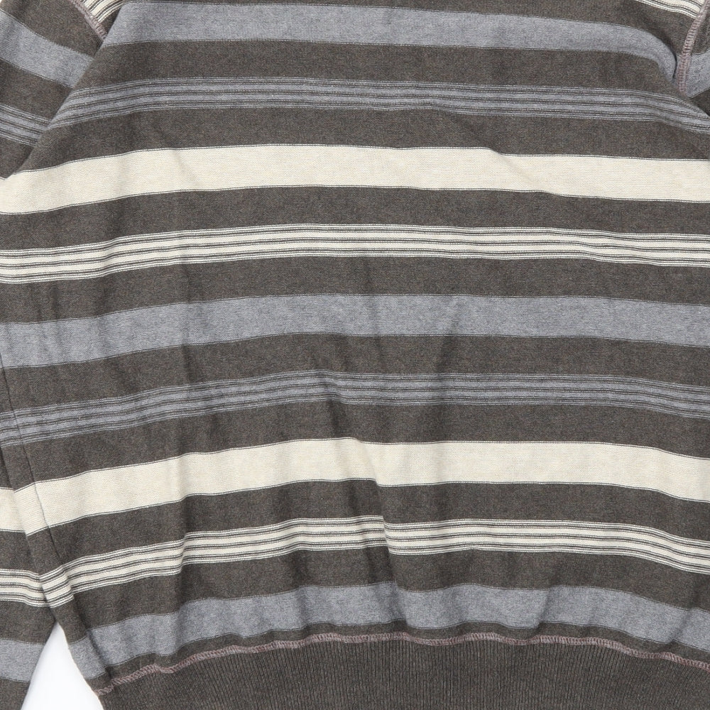 M&S Mens Multicoloured Striped Pullover Sweatshirt Size L