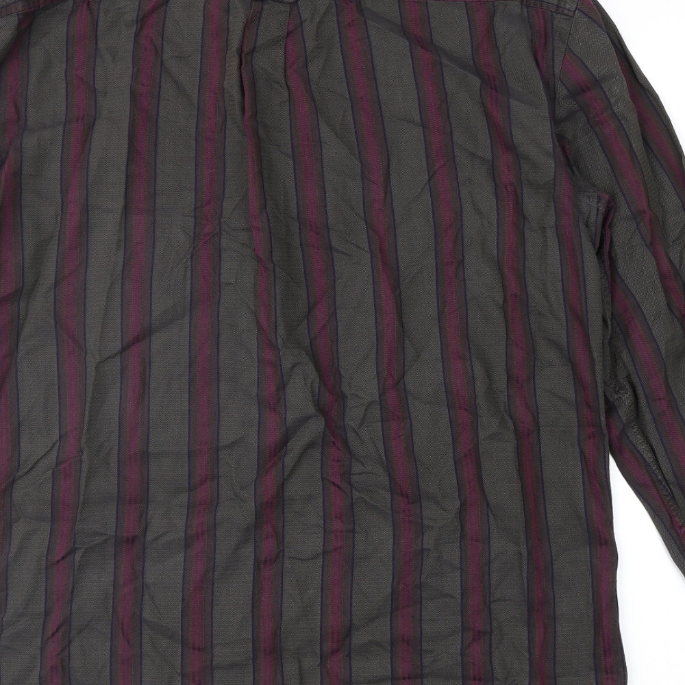 Preworn Mens Brown Striped Button-Up Size M