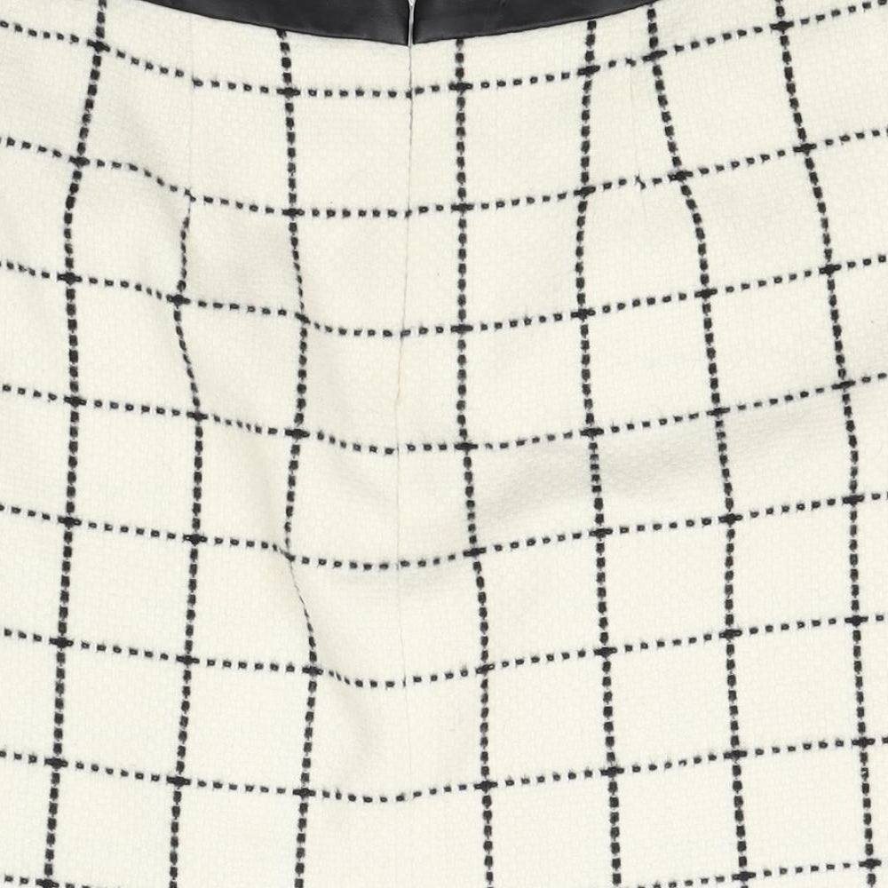 George Womens White Check Knit Mini Skirt Size 10