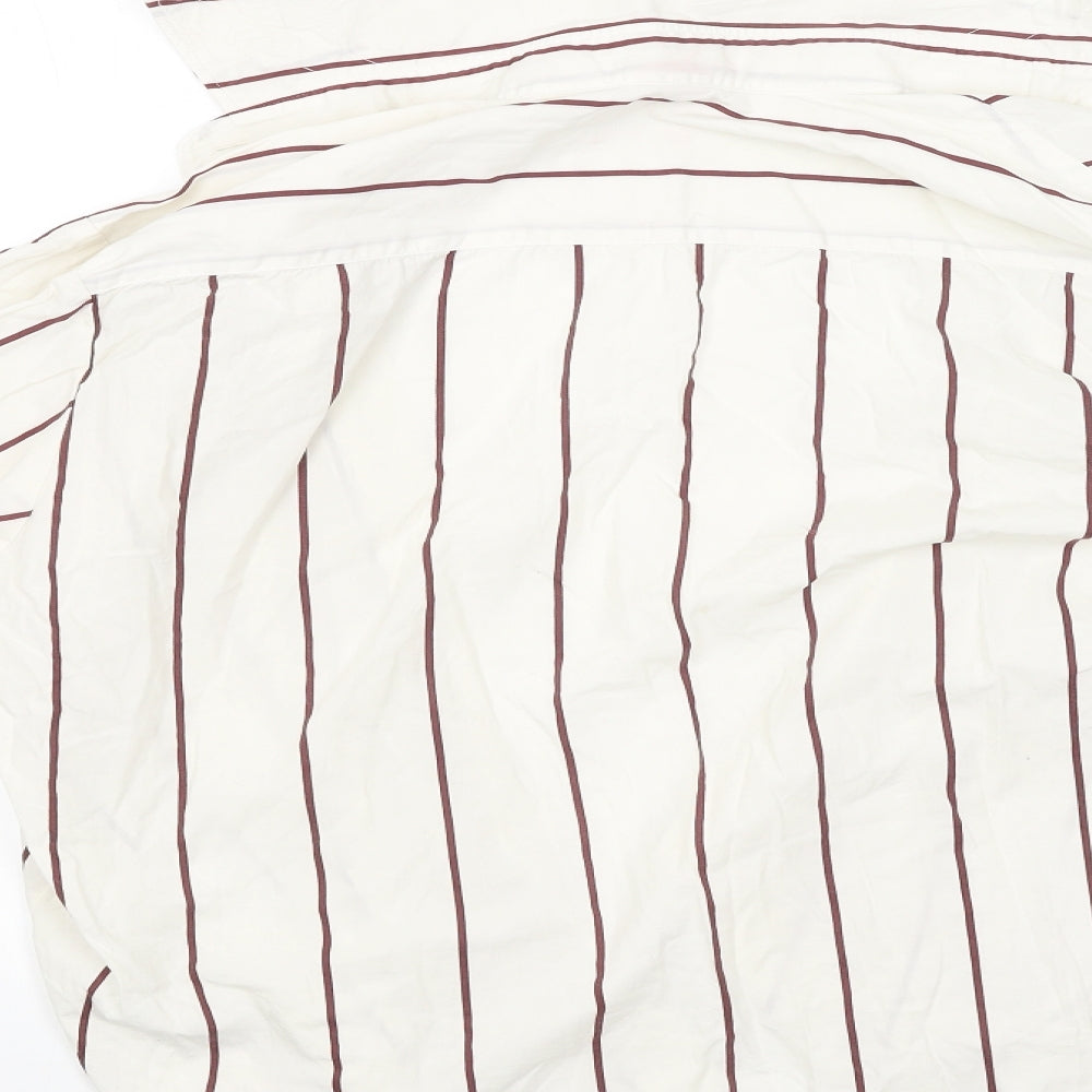 Navigator Mens Beige Striped Button-Up Size S