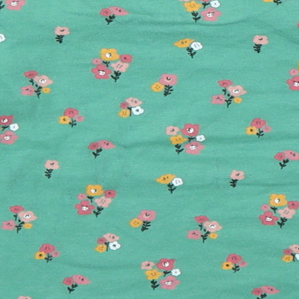 F&F Girls Green Floral Basic T-Shirt Size 0-3 Months