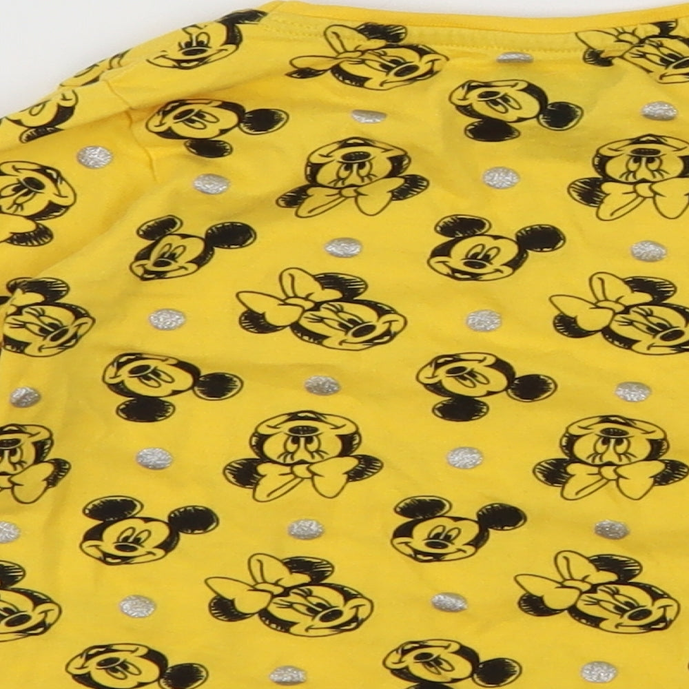 Disney Girls Yellow Animal Print Basic T-Shirt Size 2 Years - minnie