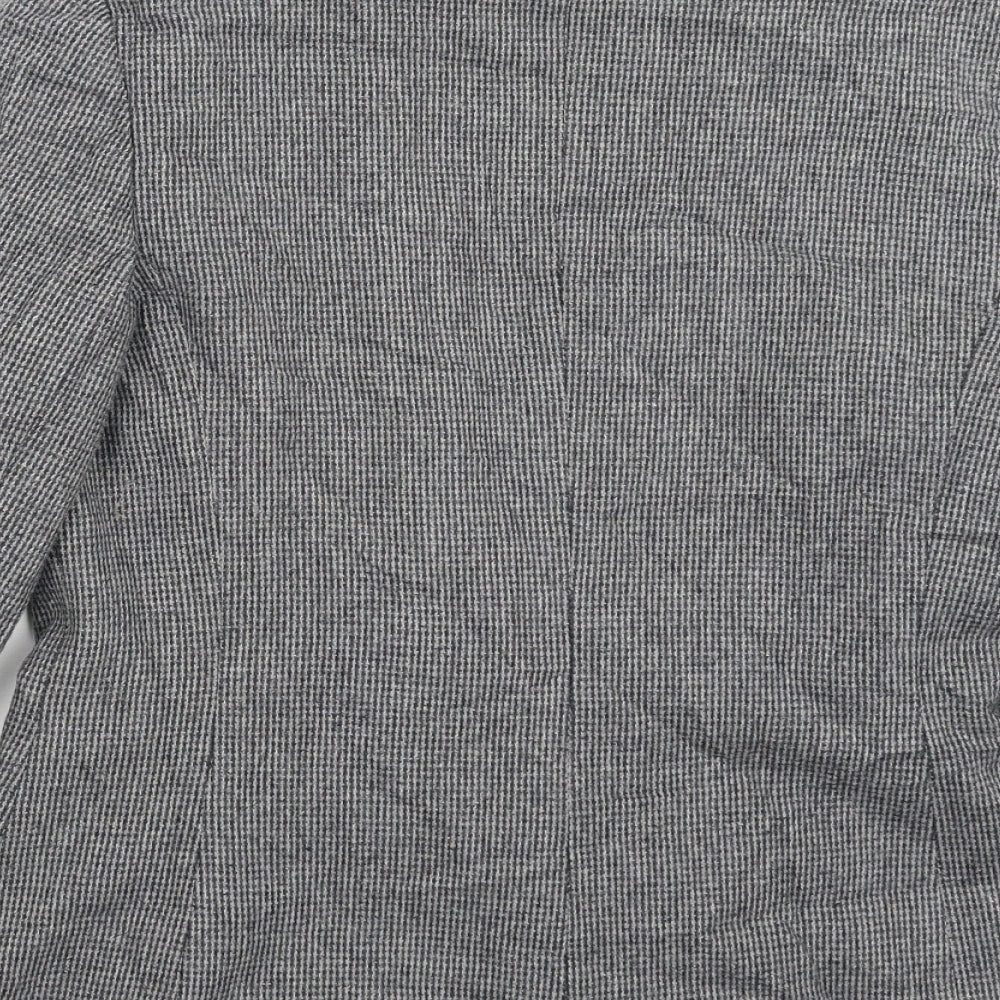 Preworn Womens Grey Houndstooth Jacket Blazer Size 12