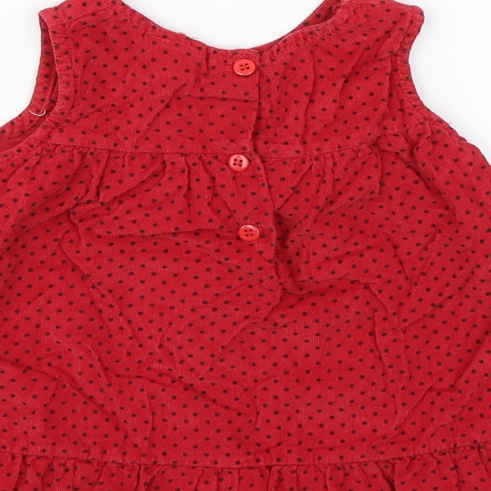 Cutey Couture Girls Red Polka Dot Corduroy Tank Dress Size 6-9 Months