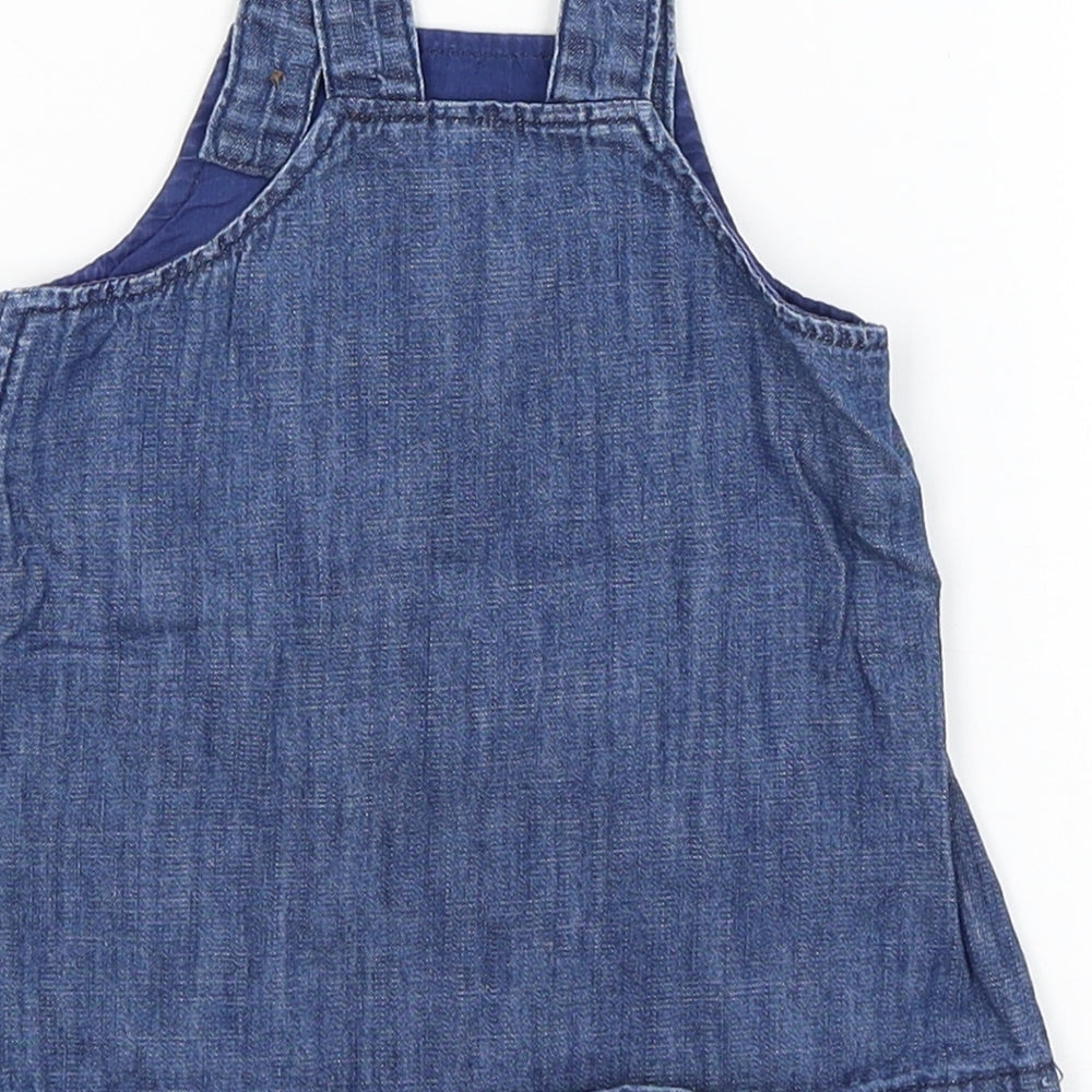 M&S Baby Blue Pinafore/Dungaree Dress Size 0-3 Months - Winnie the Pooh