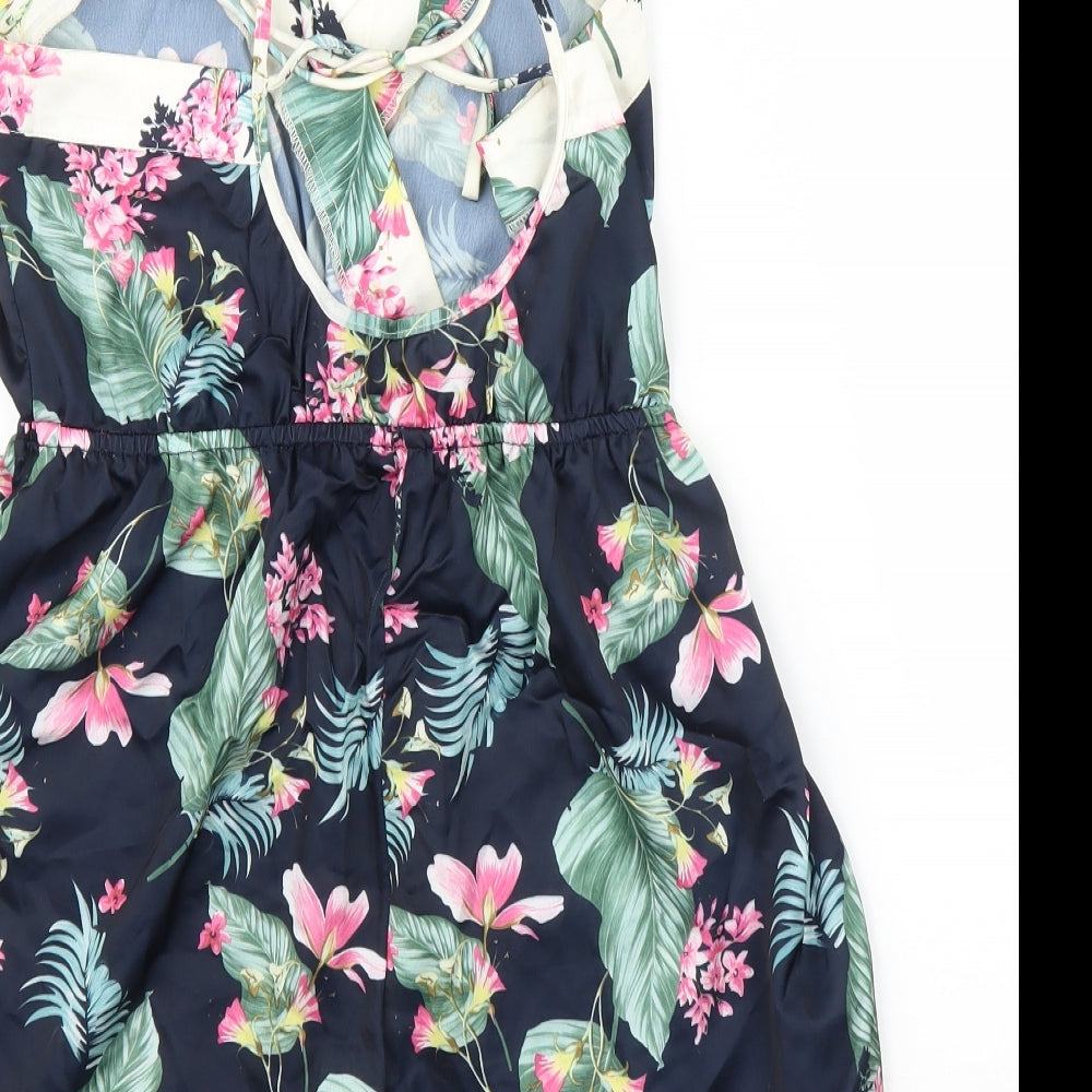 New Look Womens Blue Floral Romper One-Piece Size 12