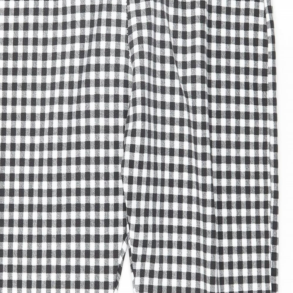 PRETTYLITTLETHING Womens Grey Check Trousers Size 8 L22 in