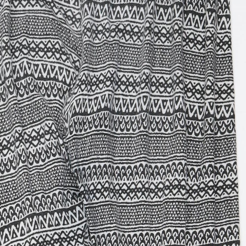 Primark Womens Black Geometric Cropped Trousers Size 10 L21 in