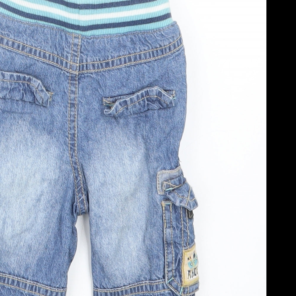 Marks and Spencer Boys Blue Denim Cargo Jeans Size 3-6 Months