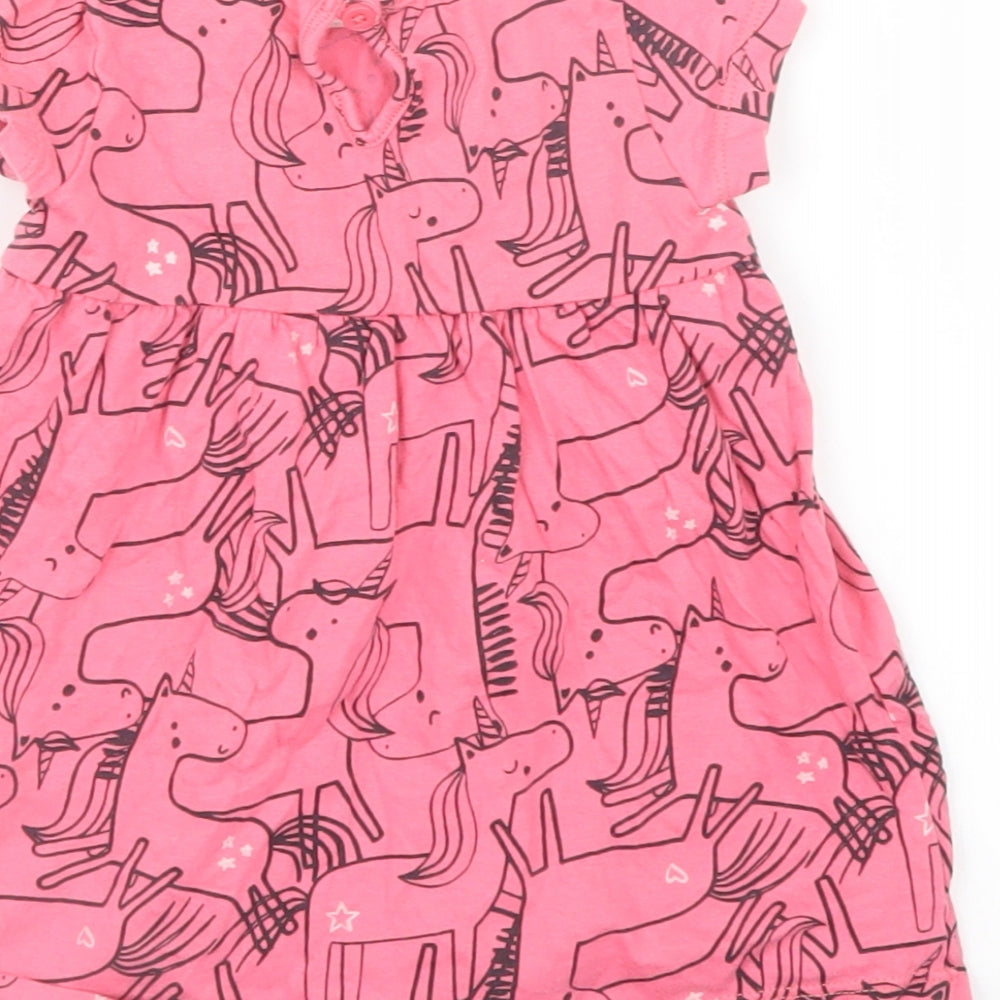 F&F Girls Pink Geometric T-Shirt Dress Size 6-9 Months