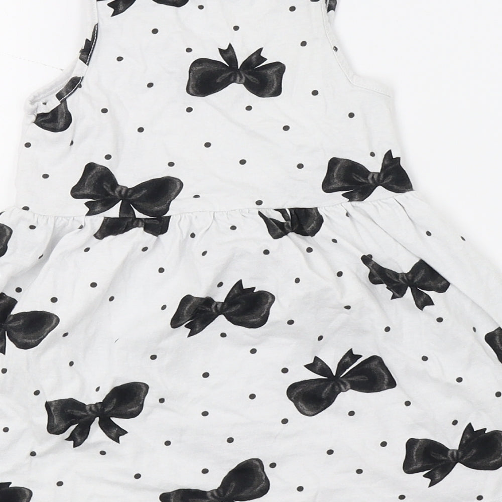 H&M Girls White Polka Dot Fit & Flare Size 2 Years
