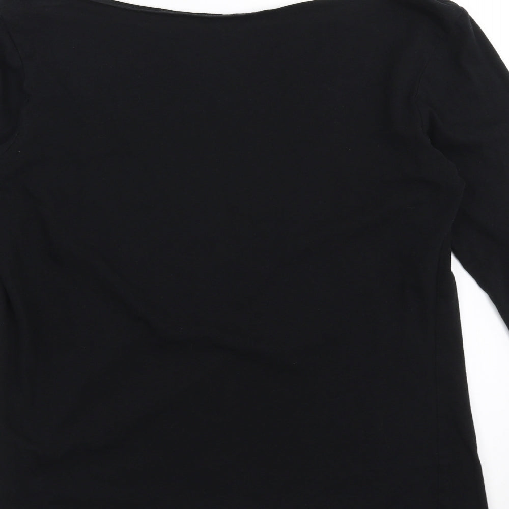 Primark Womens Black Basic T-Shirt Size 16 - slash neck