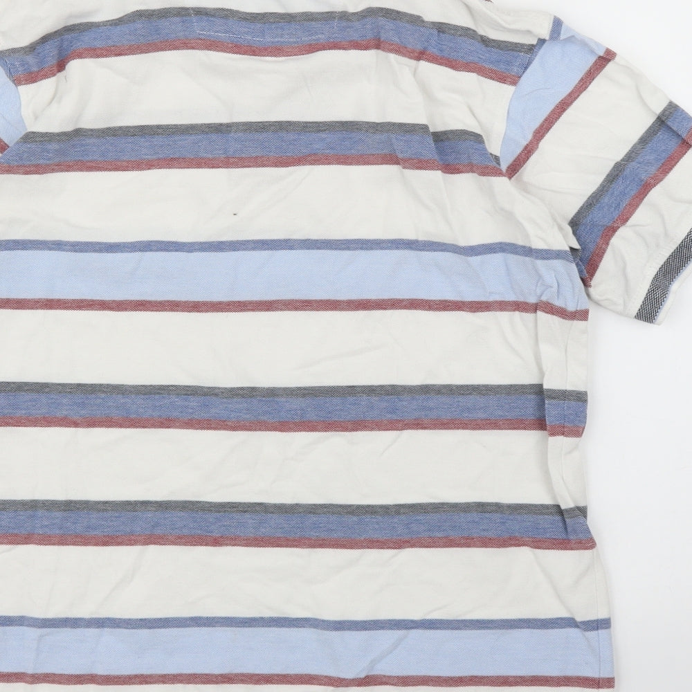 Maine Mens Blue Striped Polo Size S