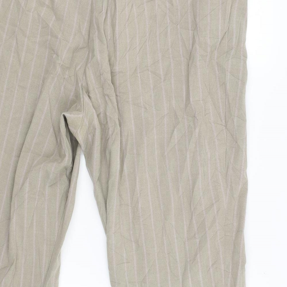 Preworn Womens Beige Striped Trousers Size 22 L28.5 in