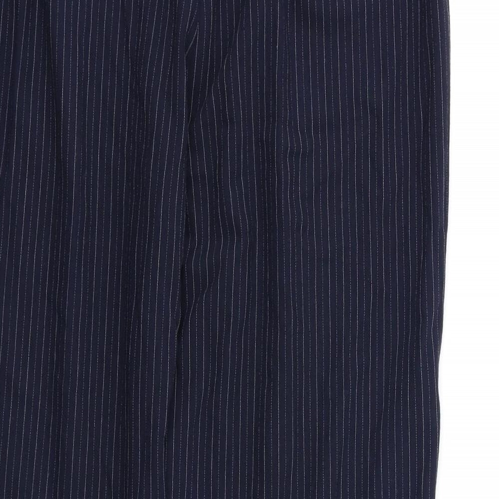 M&S Womens Blue Striped Dress Pants Trousers Size 16 L26 in