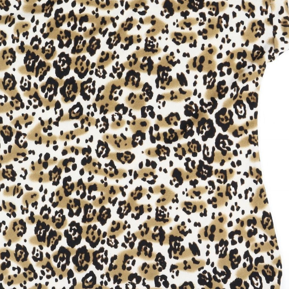 originals Womens White Animal Print Basic T-Shirt Size 16