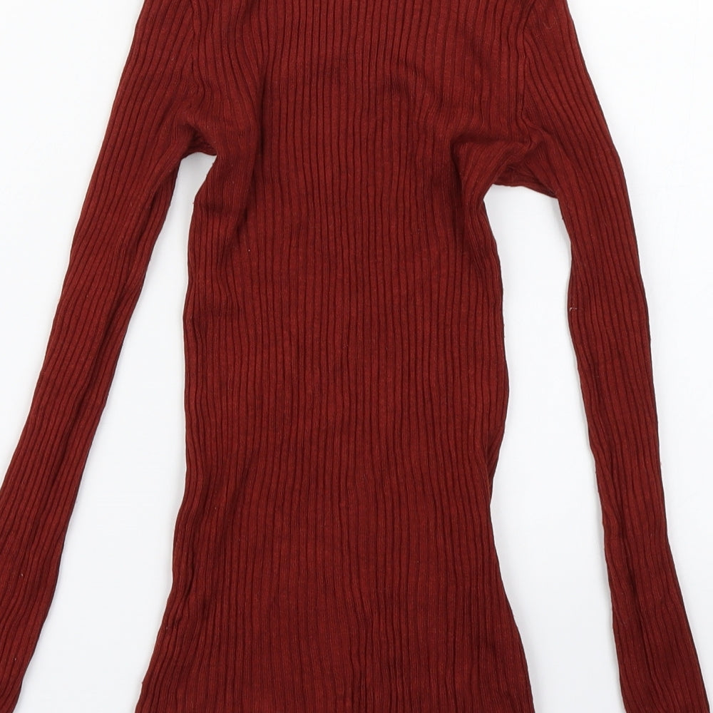 Primark Womens Brown Striped Basic Blouse Size 8