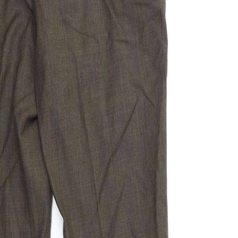 Burton Mens Brown Check Trousers Size 32 in L30 in