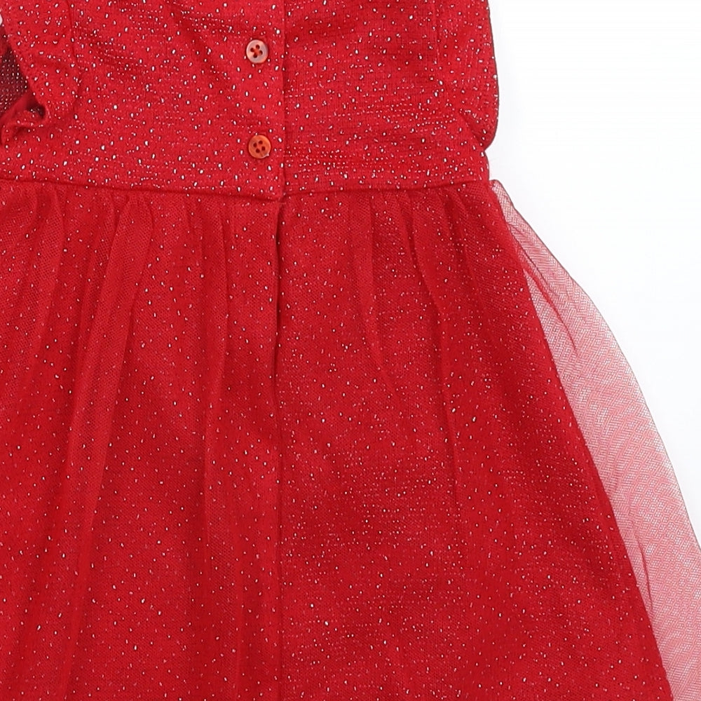 Fred & Flo Girls Red Fit & Flare Size 6-9 Months