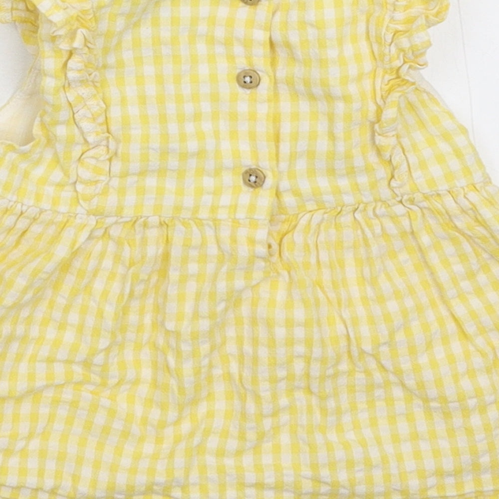 Fred & Flo Girls Yellow Check Fit & Flare Size 9-12 Months
