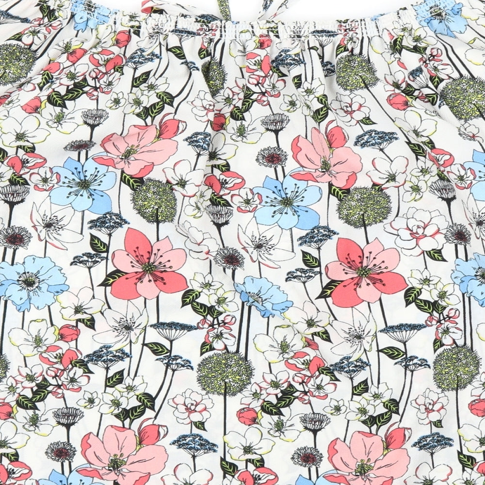 F&F Womens White Floral Basic Blouse Size 14