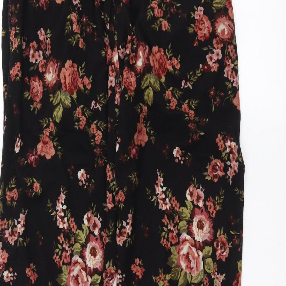NEXT Womens Black Floral Trousers Size M L28 in
