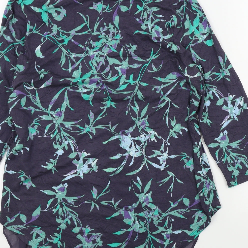 M&S Womens Blue Floral Pullover Jumper Size 14