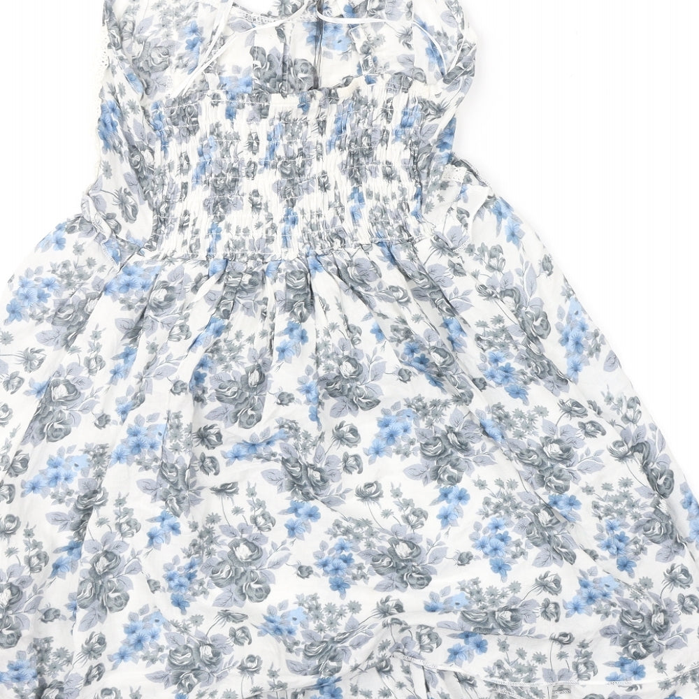 Cute Womens Blue Floral Fit & Flare Size M